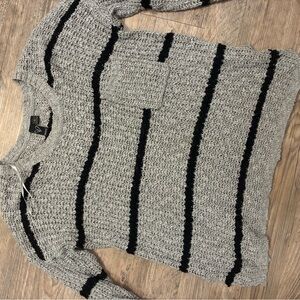 Gray and Black Striped Women's Sweater